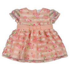 J33832: Baby Girls Lined Party Dress- Coral (1-2 Years)